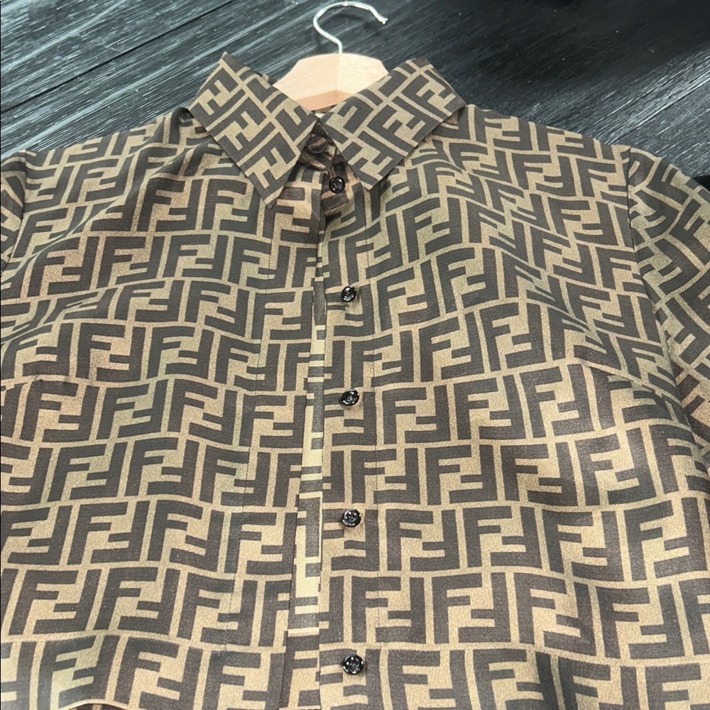 Fendi Brown Monogram Cropped Jacket - Picture 6 of 8
